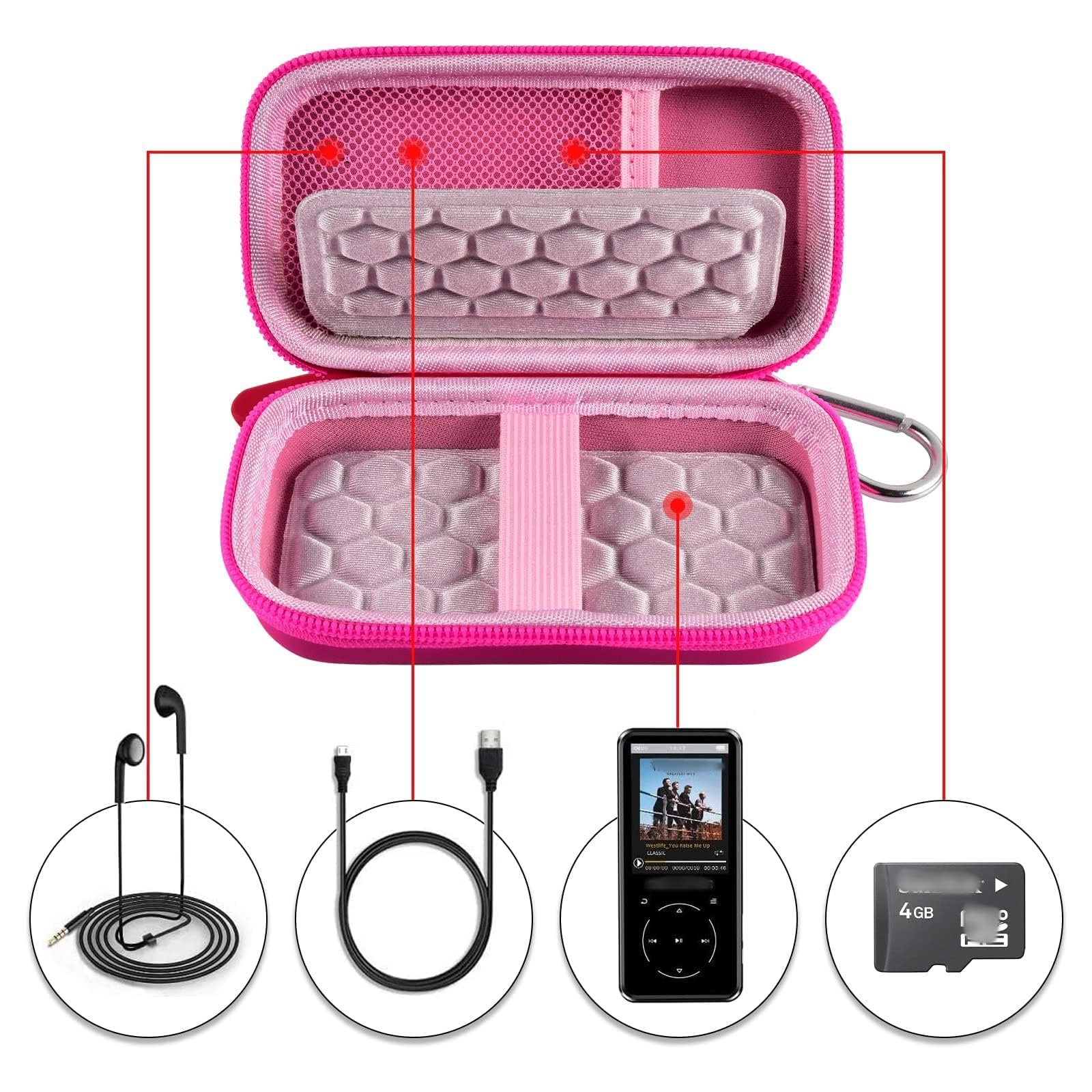 Portable MP3 / MP4 Player Case – Protective Travel Organizer for Music Players and Accessories