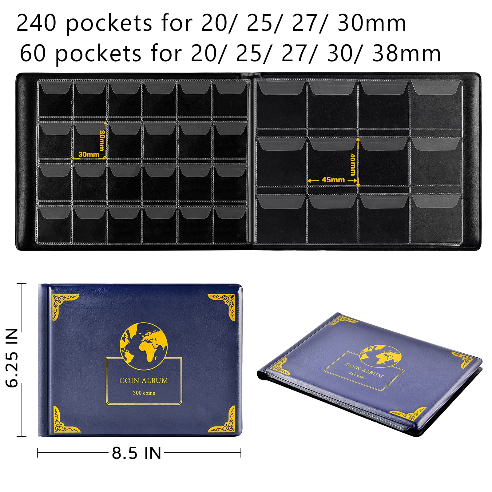 300 Pocket Coin Collection Album – Protective Coin Storage Book for Collectors