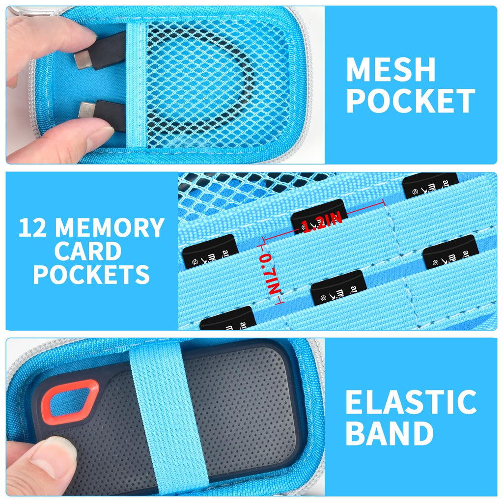 Portable SSD Case for SanDisk Extreme And Extreme PRO, Hard Shell Travel Storage  with SD Card Holder