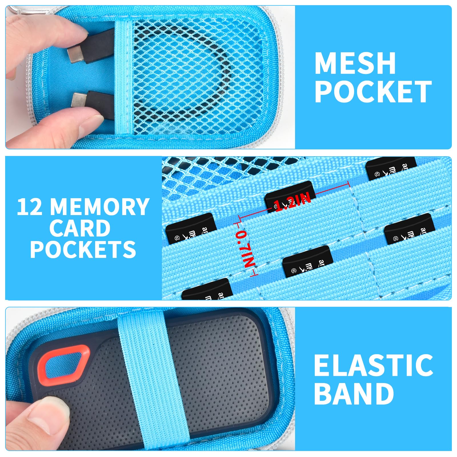 Portable SSD Case for SanDisk Extreme And Extreme PRO, Hard Shell Travel Storage  with SD Card Holder