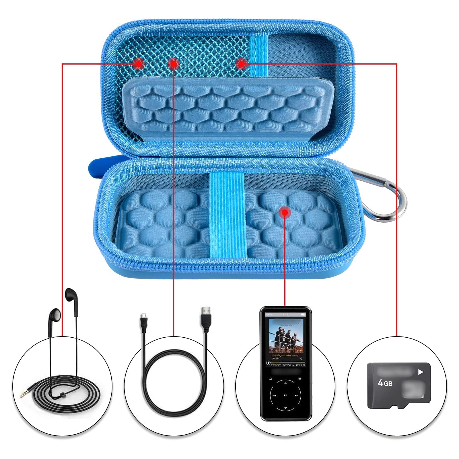 Portable MP3 / MP4 Player Case – Protective Travel Organizer for Music Players and Accessories